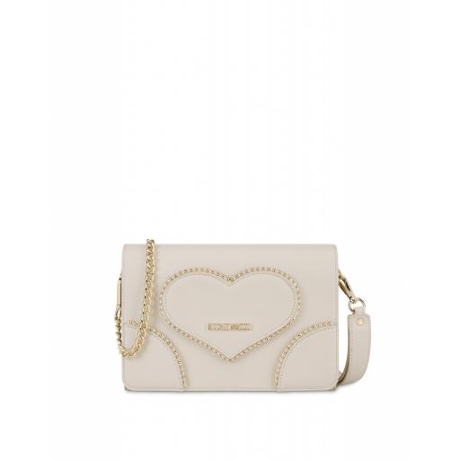 Love Moschino Clutch With Heart And Studs Woman White Size U It - (one Size Us)