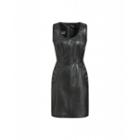 Boutique Moschino Leather Dress With Crown Pockets Woman Black Size 36 It - (2 Us)