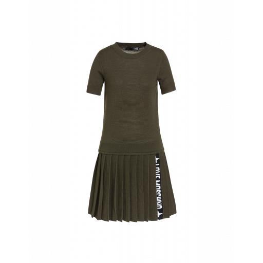 Love Moschino Wool-blend Dress With Logo Woman Green Size 38 It - (4 Us)