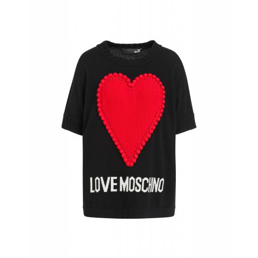 Love Moschino Sweater With Heart And Logo Woman Black Size 38 It - (4 Us)