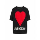 Love Moschino Sweater With Heart And Logo Woman Black Size 38 It - (4 Us)