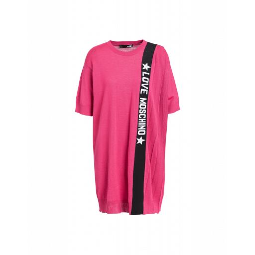 Love Moschino Wool-blend Dress With Logo Woman Pink Size 38 It - (4 Us)