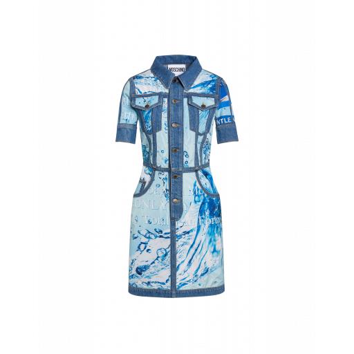 Moschino Packaging Print Denim Dress Woman Blue Size 38 It - (4 Us)