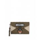 Moschino Ecofur And Nylon Teddy Pocket Clutch Woman Green Size U It - (one Size Us)
