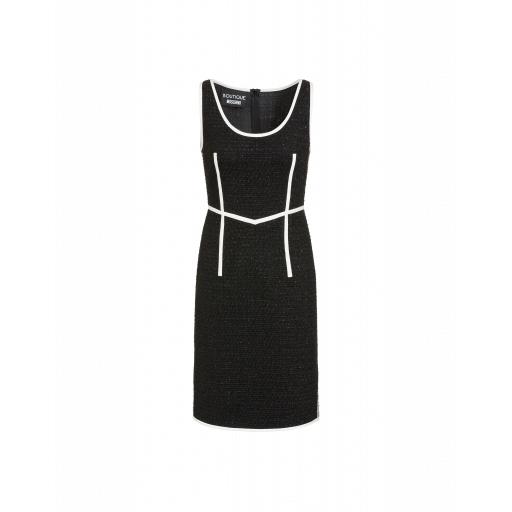 Boutique Moschino Mat Dress With Piping Woman Black Size 38 It - (4 Us)
