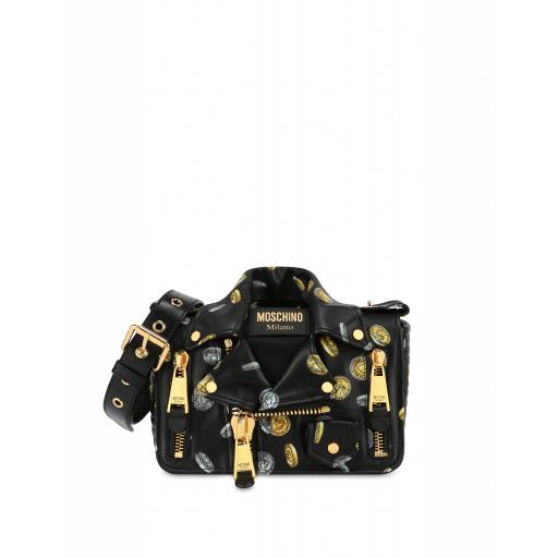 Moschino Coin All Over Biker Bag Woman Black Size U It - (one Size Us)