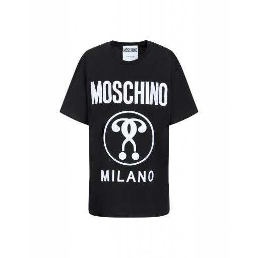 Moschino Jersey T-shirt With Double Question Mark Embroidery Woman Black Size L It