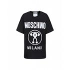 Moschino Jersey T-shirt With Double Question Mark Embroidery Woman Black Size L It