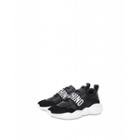 Moschino Elastic Band Leather Sneakers Man Black Size 39
