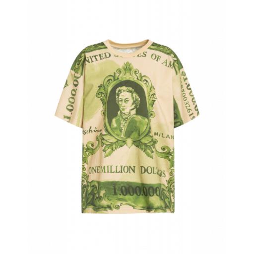 Moschino Watercolor Money Jersey T-shirt Woman Green Size L It