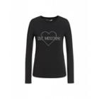 Love Moschino Stretch Jersey T-shirt With Rhinestone Logo Woman Black Size 46 It - (12 Us)