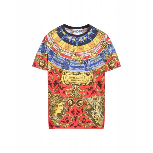 Moschino Roman Scarf Jersey T-shirt Man Multicoloured Size 44 It - (34 Us)