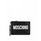 Moschino Leather Clutch With Logo Woman Black Size U It - (one Size Us)