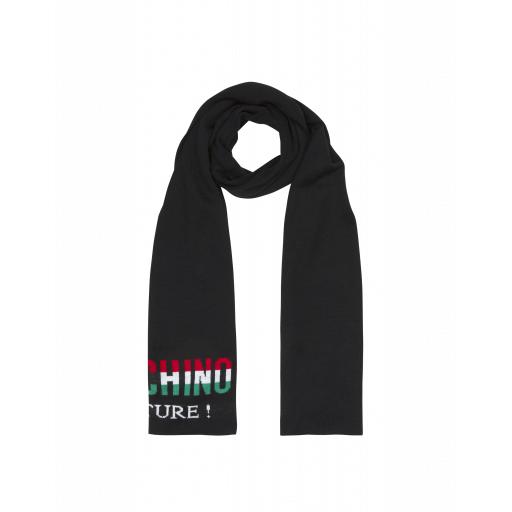 Moschino Scarf With Italian Logo Embroidery Man Black Size Single Size