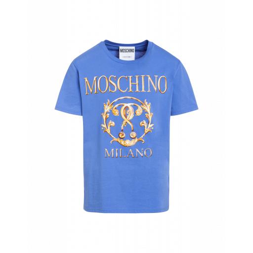 Moschino Roman Double Question Mark Jersey T-shirt Man Blue Size 52 It - (42 Us)