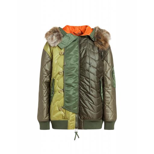 Moschino Military Patchwork Nylon Bomber Woman Green Size 42 It - (8 Us)