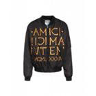 Moschino Techno Twill Bomber With Roman Embroidery Man Black Size 46 It - (36 Us)