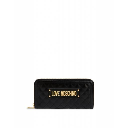 Love Moschino Quilted Zip Around Wallet Woman Black Size U It - (one Size Us)