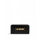 Love Moschino Quilted Zip Around Wallet Woman Black Size U It - (one Size Us)