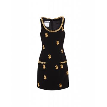 Moschino Dollar Studs Crepe Dress Woman Black Size 42 It - (8 Us)