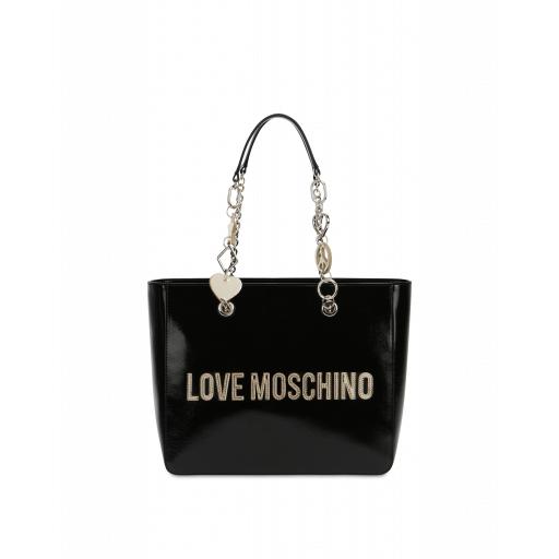 Love Moschino Shopper With Peace And Love Chain Woman Black Size Single Size