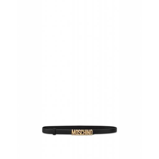 Moschino Belt With Mini Lettering Logo Woman Black Size 44 It - (10 Us)