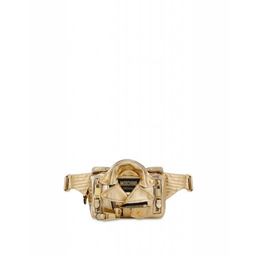 Moschino Laminated Nappa Biker Waist Bag Woman Gold Size U It - (one Size Us)