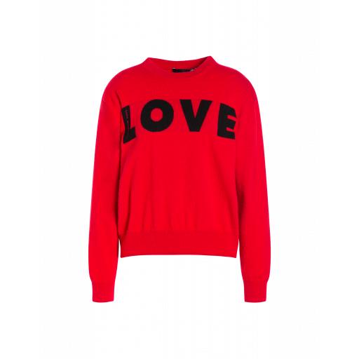 Love Moschino Stockinette Stitch Pullover With Logo Woman Red Size 38 It - (4 Us)