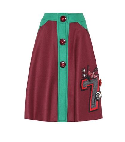 Miu Miu Embellished Wool Skirt