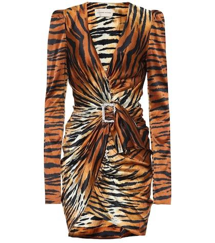 Prada Tiger Silk Satin Minidress