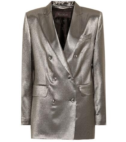 Saint Laurent Nadia Metallic Stretch Silk Blazer