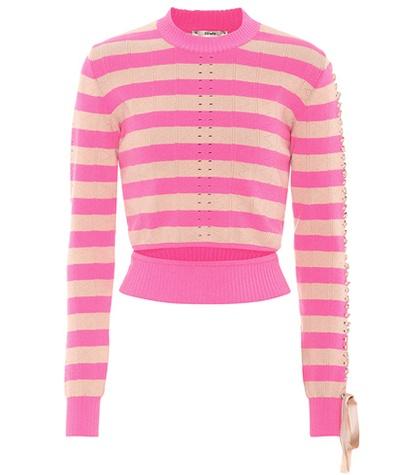Fendi Pointelle-knit Striped Top