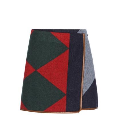 Christopher Kane Cheval Leather-trimmed Wool-blend Skirt