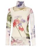 Ganni Printed Mesh Turtleneck Top