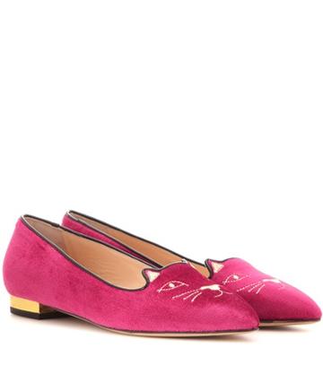 Current/elliott Mid-century Kitty Velvet Slippers