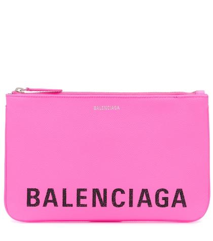 Balenciaga Logo Leather Pouch