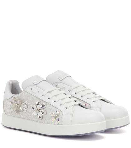 Dolce & Gabbana Embellished Leather Sneakers