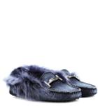 Tod's Gommino Fur-lined Denim Loafers