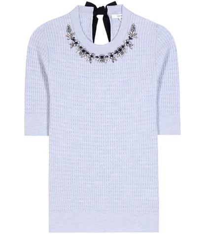 Erdem Dree Embellished Virgin Wool-blend Top