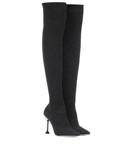 Miu Miu Ribbed Knit Over-the-knee Boots
