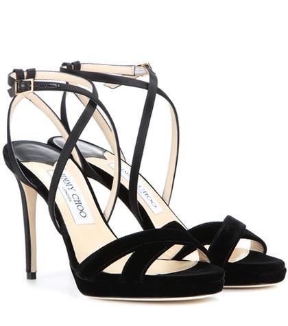 Jimmy Choo Lola 100 Velvet Sandals
