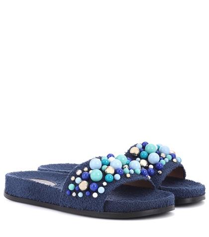 Aquazzura Bon Bon Embellished Slides