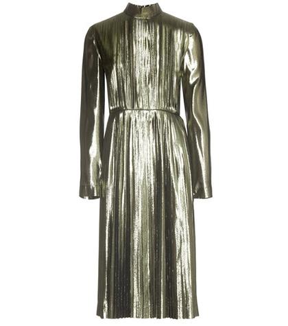 J Brand Metallic Silk-blend Pleated Dress