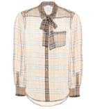 By Far Check Silk Blouse