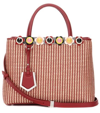 Fendi 2jours Petite Leather-trimmed Raffia Tote