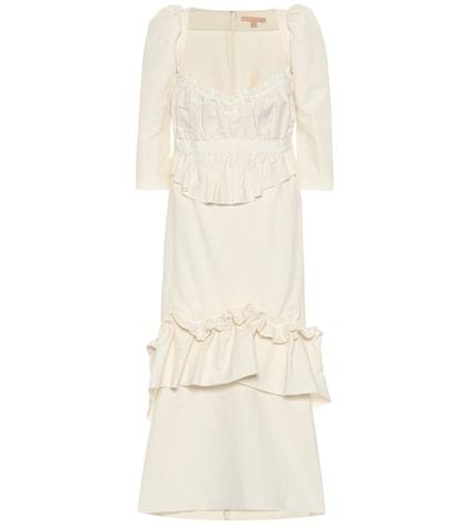 Brock Collection Okiku Cotton And Linen Midi Dress