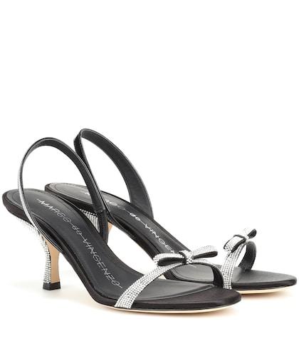 Stuart Weitzman Embellished Slingback Leather Pumps