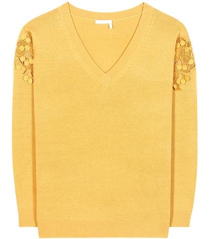 Chlo Merino Wool And Cashmere Sweater With Lace