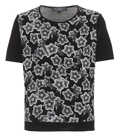 Saint Laurent Printed Wool And Silk Top