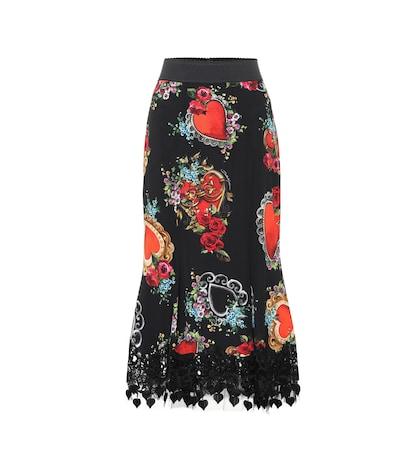 Dolce & Gabbana Printed Crêpe Midi Skirt